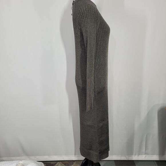 Ted Baker Sayrah Metallic Midi Ribbed Knit Dark Green Dress Size 3 (8) - Picture 4 of 7